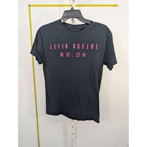 PacSun Lucid Dreams Graphic Tee Black Pink Japanese Text Floral Women Small